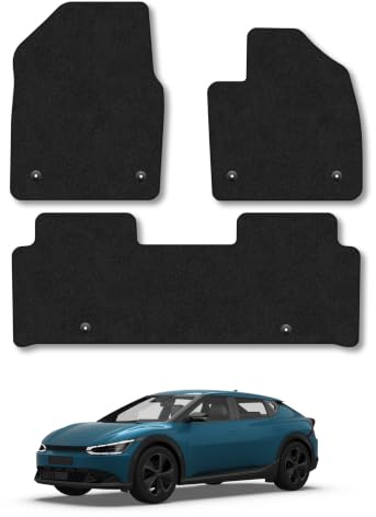Fits Kia EV6 (2021+) Carpet Car Mats | Black Edge Trim Tailored Fit Floor Mats Full Coverage Protection Accessories Easy Clean Anti Slip Made in the UK