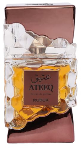 Parfum Nusuk Ateeq pour homme - 100 ml | Extrait de parfum longue durée | Notes d'agrumes, d'épices et boisées | Parfum de luxe masculin audacieux