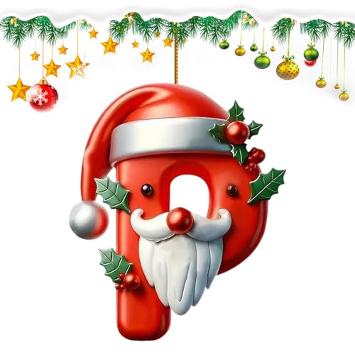 P Letter Christmas Decoration, Personalised Christmas Tree decoration Letter Baubles Hanging Ornaments, DIY Home Party Festival Decor