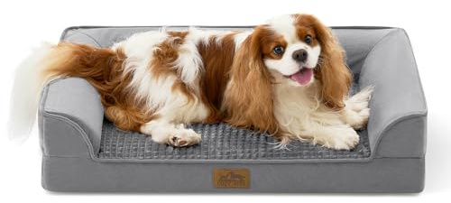COZY KISS Orthopädisches Hundebett Waschbar für Mittelgroße Kleine Hunde | Rutschfestes, Weiches U-förmiges Hundebett, Wasserdichter Abnehmbarer Bezug, Tragbares Haustiersofa, 76x51x16 cm Grau