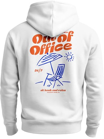 Neverless® Herren Sweatjacke Backprint Out of Office Zipjacke Zip-Hoodie Männer Grafik Design Fashion Streetstyle