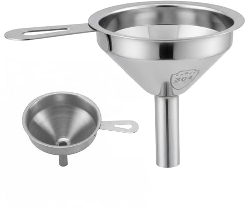 Mini Funnel for Small Bottles 304 Stainless Steel Small Funnel with Filter 3.4 Inch Metal Kitchen for Oils Spices