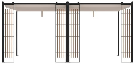 Vente-unique-Pergola autoportante modulare in Acciaio con Tetto Retrattile e Traliccio - 10,6 m² - Nero - Mazara