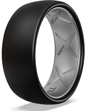 King Will Silikonringe für Herren – 8 mm schwarzer Gummi-Ehering für Damen mit atmungsaktivem Innenprofil, Komfort-Passform