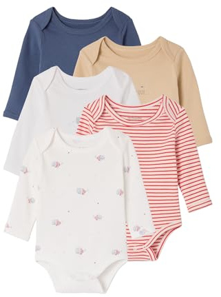 Vertbaudet 5er-Pack Baby Langarm-Bodys, Bio-Baumwolle, Schlupfform