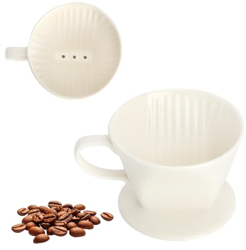 XRVRILE Porzellan Kaffeefilter Größe 2 für 2 bis 4 Tassen Kaffee, Permanent Keramik Kaffeefilter Porzellan, Kaffeefilterhalter Wiederverwendbar Kaffee Filter, Kaffeesieb für Zuhause Café Restaurants