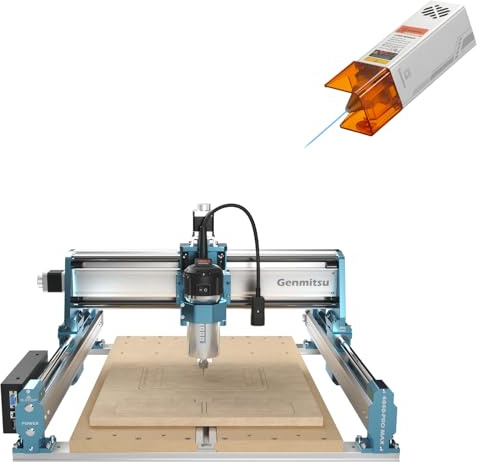 Genmitsu 4040-PRO MAX Router CNC+Modulo laser compresso 10 W | Trimmer 710W e Azionato da Guida Lineare, Area di Lavoro 410 x 405 x 77mm, per Taglio e Fresatura di Legno Metallo, Controllo