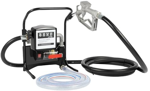 220V Dieselpumpe,200W 3600RPM Selbstansaugend Pumpe mit 45L/min & 10m Saughöhe,50psi Heizölpumpe mit 2m Einlass-/4m Auslassschlauch & manuelle Ölpistole,Ölpumpe für Diesel Kerosin Motoröl(warm)