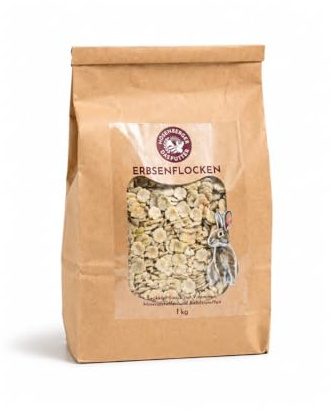 Nösenberger Erbsenflocken | 1 kg | Ergänzungsfuttermittel für Kaninchen | Ballaststoffreich