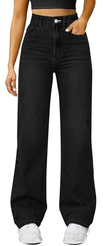 Unimate Wide Leg Jeans for Women UK, High Waist Stretchy Cotton Baggy Denim