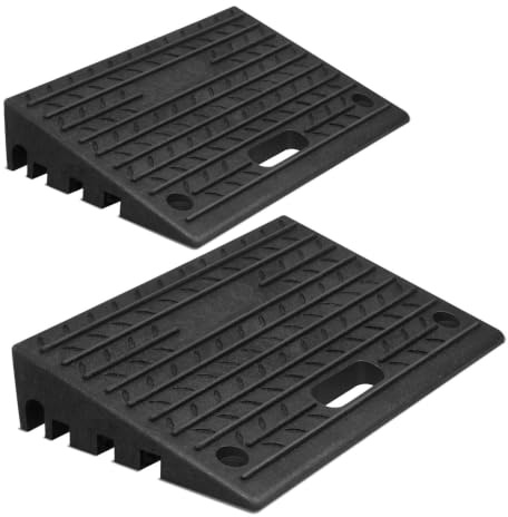 Peviasot Bordsteinrampe Gummi 2 Stück, 10 cm, tragbare Rampe mit Griff | 49×31×10 cm tragbare Bordsteinrampe aus Gummi-Kunststoff, für Rollstuhl, Garage, Einfahrt und Türschwellen