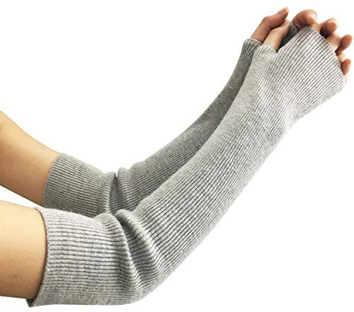 Amorar Damen Winter Handschuhe Gestrickte Armstulpen Kaschmir Armwärmer Lange Fingerlose Pulswärmer Hand-Stulpen Handwärmer Armhülse