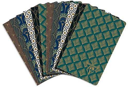 Clairefontaine 192086C - Packung mit 12 Notizbücher Neo Deco Kollektion Winter, 7,5x12 24 Blatt liniert, 90g, Motive sortiert, 1 Pack