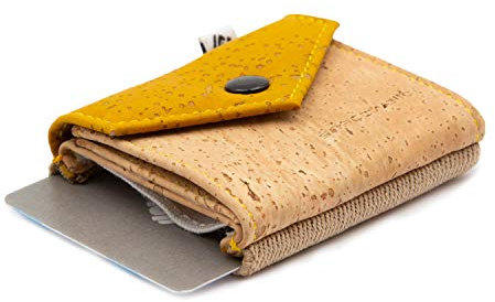 Kleine Geldbörse mit Münzfach aus nachhaltigem Kork I Robustes, langlebiges Material | Vegan I 15 Karten + Geldscheine + Münzen I Spacewallet Kork Peak Gobi