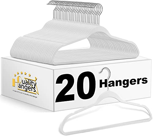 Quality Suit Hangers 20-Pack, Non-Velvet Plastic Hangers for Clothes Ultra Thin Space Saving 360 Degree Swivel Hook Strong and Durable Clothes Hangers Hold Up-To 10 Lbs, for Coats, Jackets (Black, 20)