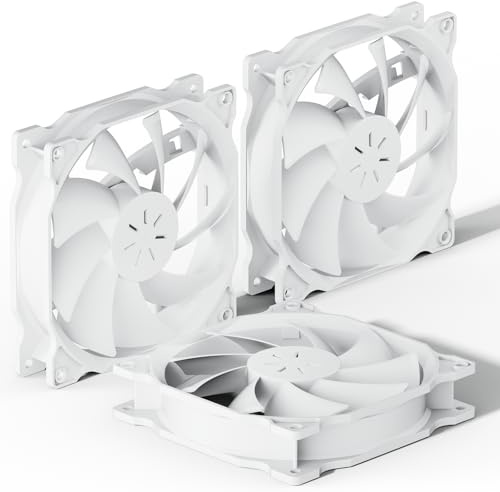 uphere 120mm White Case Fan Long Life for PC Computer Case Cooling 3-Pack(12WT3-3)