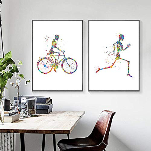 Skelettknochen Medizinische Wand Bilder Menschliche Anatomie Poster Bewegliches Skelett Gemäldedrucke Fitness Leinwand Bild Arztpraxis Dekor Bild 40x60cmx2 Ungerahmt