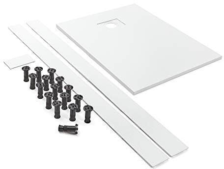 Milano Rasa White Textured Slate Effect Rectangular Shower Tray Riser Kit - 1800mm x 900mm