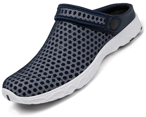 SAGUARO Sommer Herren Damen Clogs Hausschuhe Outdoor Atmungsaktiv Garten Schuhe Mesh Sommersandalen DunkelBlau 42