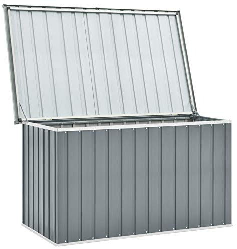 Festnight Gartenbox Wasserdicht Groß Metall Auflagenbox Garten Aufbewahrungsbox Draußen Kissenbox Gerätebox Gartentruhe Terrasse Balkon Outdoor Indoor, Grau 149x99x93 cm