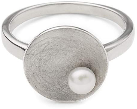 Heideman Ring Damen Scab aus Edelstahl silber farbend matt Damenring für Frauen mit Perle weiss poliert