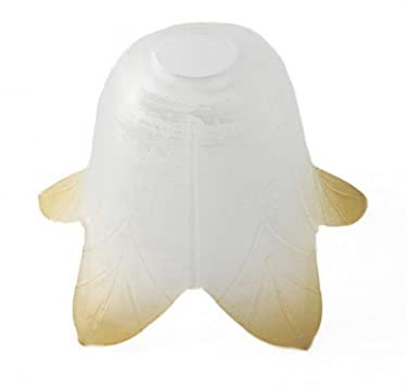 Generico Coppa in vetro ricambio per lampadario, plafoniera, lampada da parete attacco piccolo E14 scavo liscio bianco con sfumatura ambra coll. persia ambra