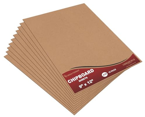 Mega Format Cardboard Sheets, Chipboard - .030 Thick - Cardboard Paper, Inserts for Mailers, Crafts - Large Sheets (9 x 12, 10-Pack)
