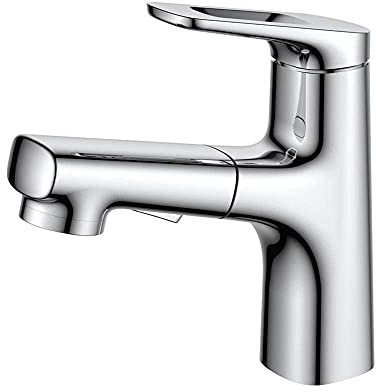 SXLSZ Wasserhahn Ausziehbar Armatur Bad mit Herausziehbarer Brause, Kupfer Dual-Mode Versenkbarer HEI?er und Kalter Einhebelmischer Mischbatterie Bad mit Brause Waschtischarmatur für Bad-Chrom