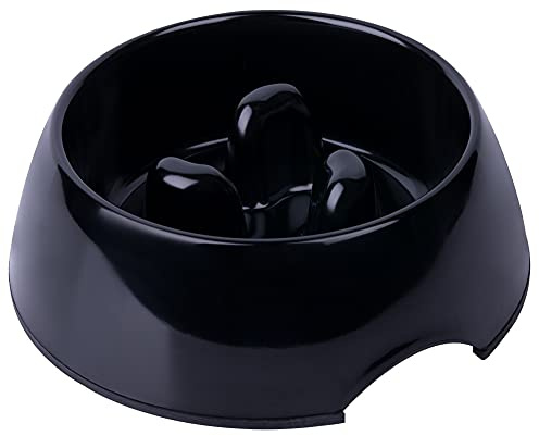 Super Design Slow Feeder Dog Bowl, Melamine, 1.5 Cup, Black, 8.6 x 8.4 x 2.7 in, 1.39 Pounds