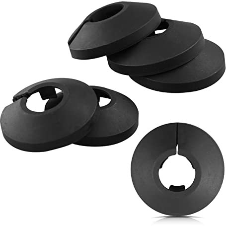 Pack of 6,15mm Plastic Radiator Pipe Covers Black Pipe Collars Split Plastic Lightweight Escutcheon Cover Plate for Wall Pipe Tube Decoration
