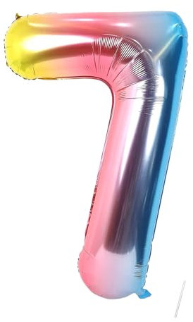 VUCDXOP Foil Palloncini Numeri 7, 101 CM Palloncini Compleanno 7 con Unicorno, Numeri Gonfiabili Compleanno Gonfiabili Pallone per Anniversario, Decorazione Feste di Compleanno Palloncino