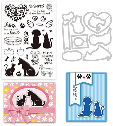 INFUNLY Stempel Stanzformen Für Die Kartenherstellung Tier Metall Stanzform Stempel Katze Hund Silikon Klare Stempel Stanzformen Sets Scrapbooking Prägeschablone Für DIY Scrapbooking Kunsthandwerk