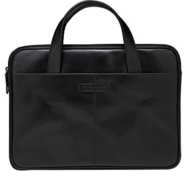 dbramante1928 - Silkeborg Laptoptasche für Damen & Herren 13 Zoll - Tasche mit Zwei strukturierten Ledergriffen - Aus robustem, hochwertigem Vollnarbenleder - Black N.E. (2nd Gen)
