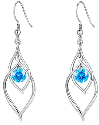 Qings Pendientes Diciembre Tanzanita Mujer, Plata de Ley 925 Pendiente Colgantes Piedra de Nacimiento, Aretes Solitarios Gema Azul, Regalos Originales Joyas de Cumpleaños para Mujeres Niñas