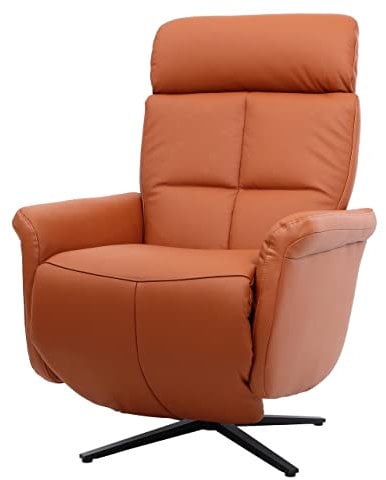 Mendler Relaxsessel HWC-L10, Design Fernsehsessel TV-Sessel Liegesessel, Liegefunktion drehbar, Voll-Leder - Terracotta-braun