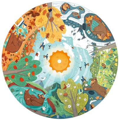 Hape Puzzle Vier Jahreszeiten, mit LED-Sonne inkl. Poster und Fakten