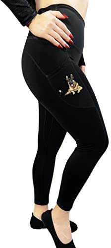E&S Pets Yoga-Leggings mit hoher Taille für Tierliebhaber, 63,5 cm, leichte, ultraweiche Yogahose für Damen, mit Seitentaschen, Deutscher Schäferhund, One Size-Large Petite