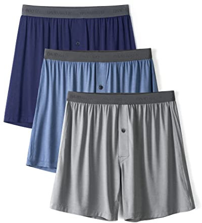 DAVID ARCHY Boxer Homme - Boxers Doux en Rayonne de Bambou pour Homme avec Braguette Boutonnée Caleçon Flottant Homme
