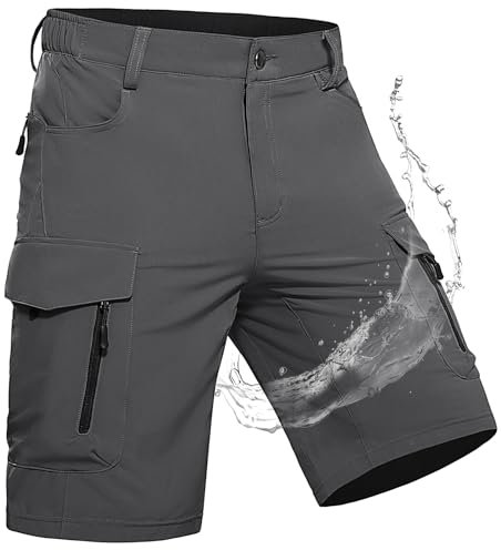 Wespornow Kurze Hosen Herren Cargo Shorts Herren mit 7 Taschen Arbeitshosen Männer Kurz Wanderhose leinen Bermuda Cargohose Chino Stretch Sommer Wandershorts MTB Hose Bike Cycling(Neutral Grau, M)