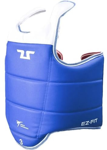 TUSAH Reversible Taekwondo Chest Guard for Boxing Kickboxing MMA Muay Thai Body Protector CE-Approved Rib Body Protection Armour Vest TKD Unisex Kids/Adults