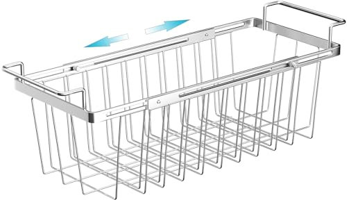 Orgneas Freezer Baskets for Chest Freezer, Capacity Expandable Deep Freezer Organizer Bins Adjustable From 16.5 to 26.5 Stainless Steel Wire Basket Storage with Hanging Handles