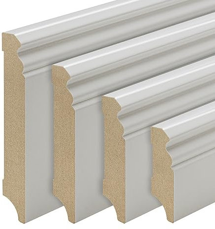 REESE | Sockelleisten Fußleisten | MDF Hellgrau | Hamburger/Berliner Profil (profiliert) | Größe 150mm