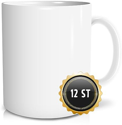 OWLBOOK Sublimationstassen Sublimations Tassen Rohling Tasse AAA Mug Becher Kaffeetasse Kaffeebecher für Sublimationsdruck - Spülmaschinengeeignet Mikrowellenfest 300 ml Keramik - 12 Stück