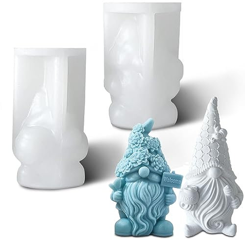 behone 3D Silikonform Weihnachten 2 Stück Silikonformen Gießformen Silikonformen für Beton Silikonform Wichtel für Die Herstellung Von Kerzen,Aromasteinen,Schokolade DIY Weihnachtsschmuck Dekoration