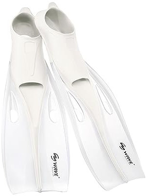 BYYLECL Palmes de plongée avec tuba pour adulte - Poche complète du pied - Palmes de natation - Bout ouvert - Sans sangles - Blanc transparent
