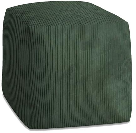 DreamRoots Pouf Hocker Cube 60x60x60cm - Couch Hocker - Pouf Cord - Hocker Wohnzimmer - Fußhocker Für Sessel - Hocker Sofa - Sitz Poof - Fußablage Hocker - Sessel Hocker - Pouf Sitzsack