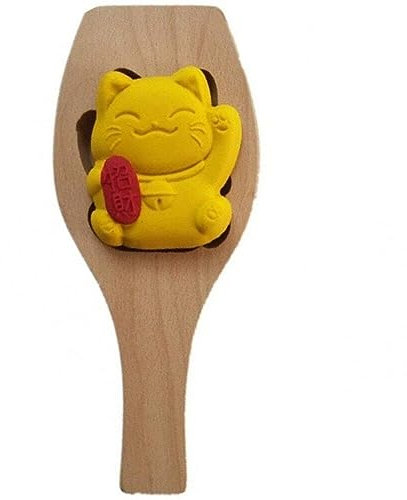 Wooden Mooncake Mold Lucky Cat Shape Moon Cake Mold Handmade Baking Mold for Muffin Mooncake Cookie Biscuit