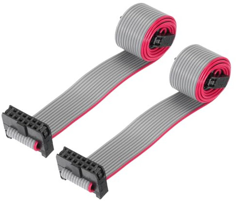 sourcing map IDC 12Pin Flat Ribbon Cable, 2.0mm Pitch FC to FC Connector 30cm Length Grey Jumper Wire for Computer LED Display DVD, 2Pcs
