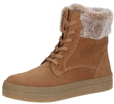 CAPRICE Damen Sneaker hoch mit Fütterung mit Schnürsenkeln Bequem, Braun (Cognac Suede), 38 EU