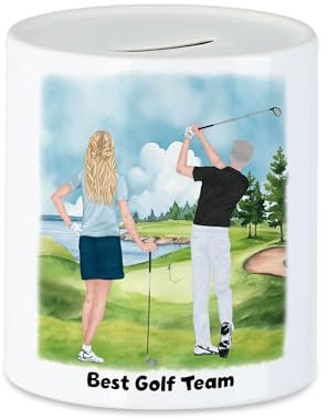 Kiddle-Design Golfer Paar Spardose Personalisiert Golfgeschenk für Golfspieler Golftrainer Geschenkidee Geburtstag Golfer Mann Golf Gadget